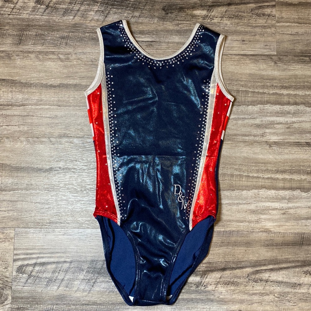 D & M Navy and Red Women's Gymnastics Leotard